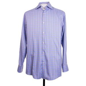 Hugo Boss Mens 15.5 x 33 Sharp Fit Blue Windowpane Check LS Shirt